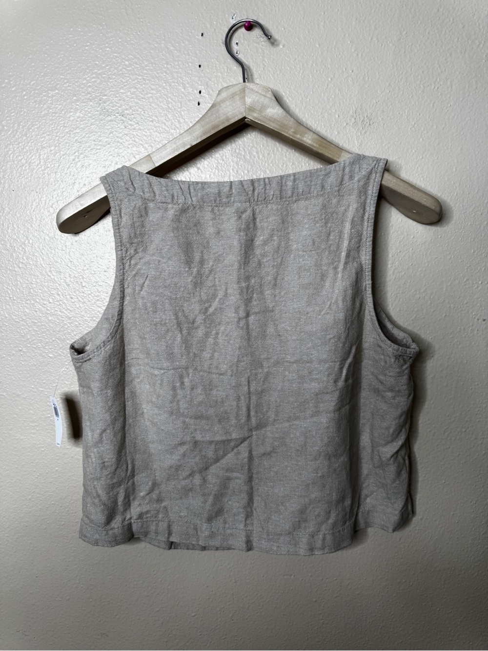 Old Navy Shirt Women's Medium Beige Square Neck Linen-Blend Tank Top NWT - Picture 6 of 6